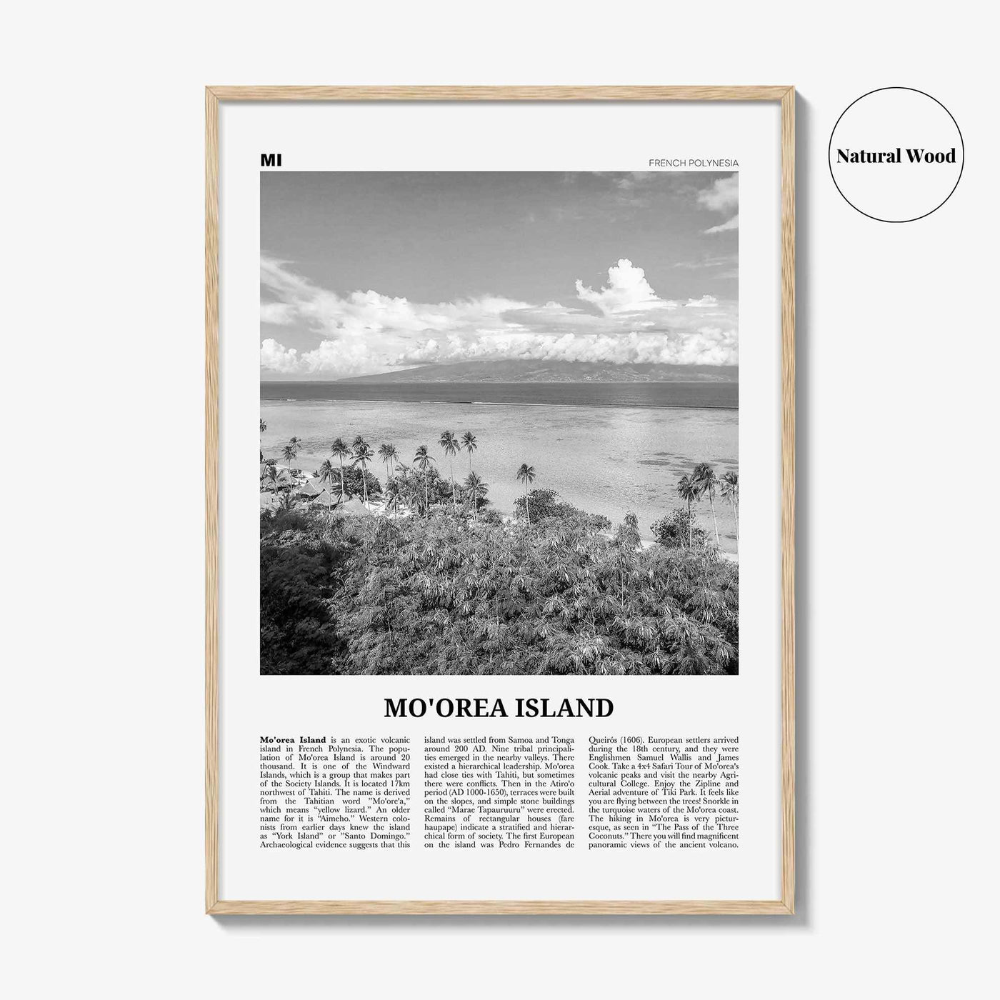 Moorea Island Print Black and White, Moorea Island Wall Art, Moorea Island Poster, Moorea Island Photo, Moorea Wall Décor, French Polynesia