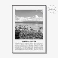 Moorea Island Print Black and White, Moorea Island Wall Art, Moorea Island Poster, Moorea Island Photo, Moorea Wall Décor, French Polynesia
