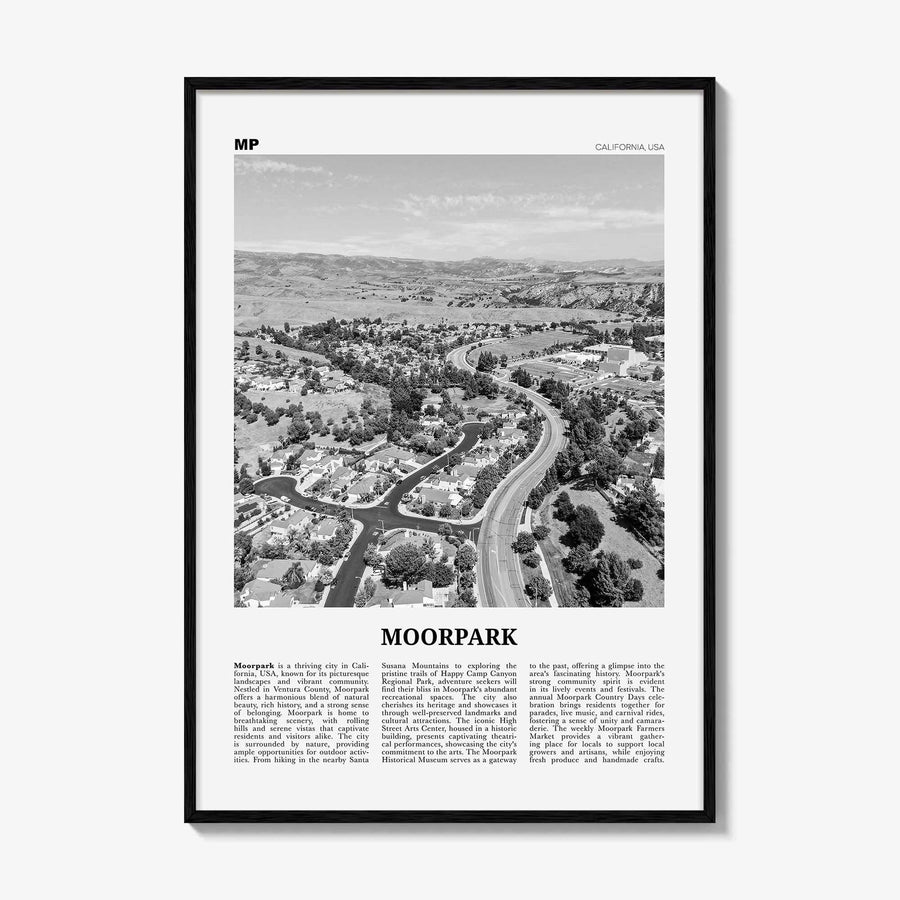 Moorpark Print Black and White, Moorpark Wall Art, Moorpark Poster, Moorpark Photo, Moorpark Wall Décor, Moorpark Map, United States