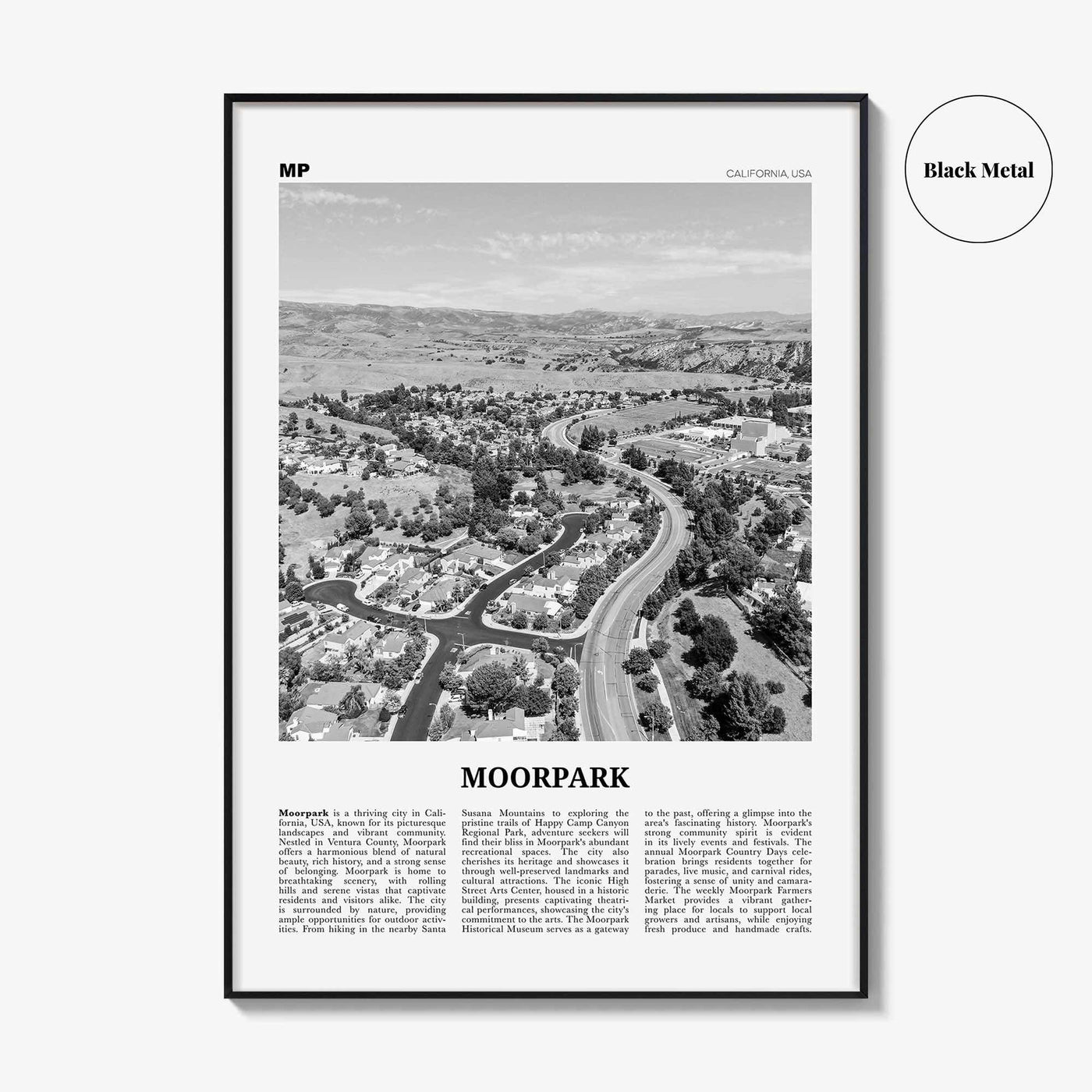 Moorpark Print Black and White, Moorpark Wall Art, Moorpark Poster, Moorpark Photo, Moorpark Wall Décor, Moorpark Map, United States