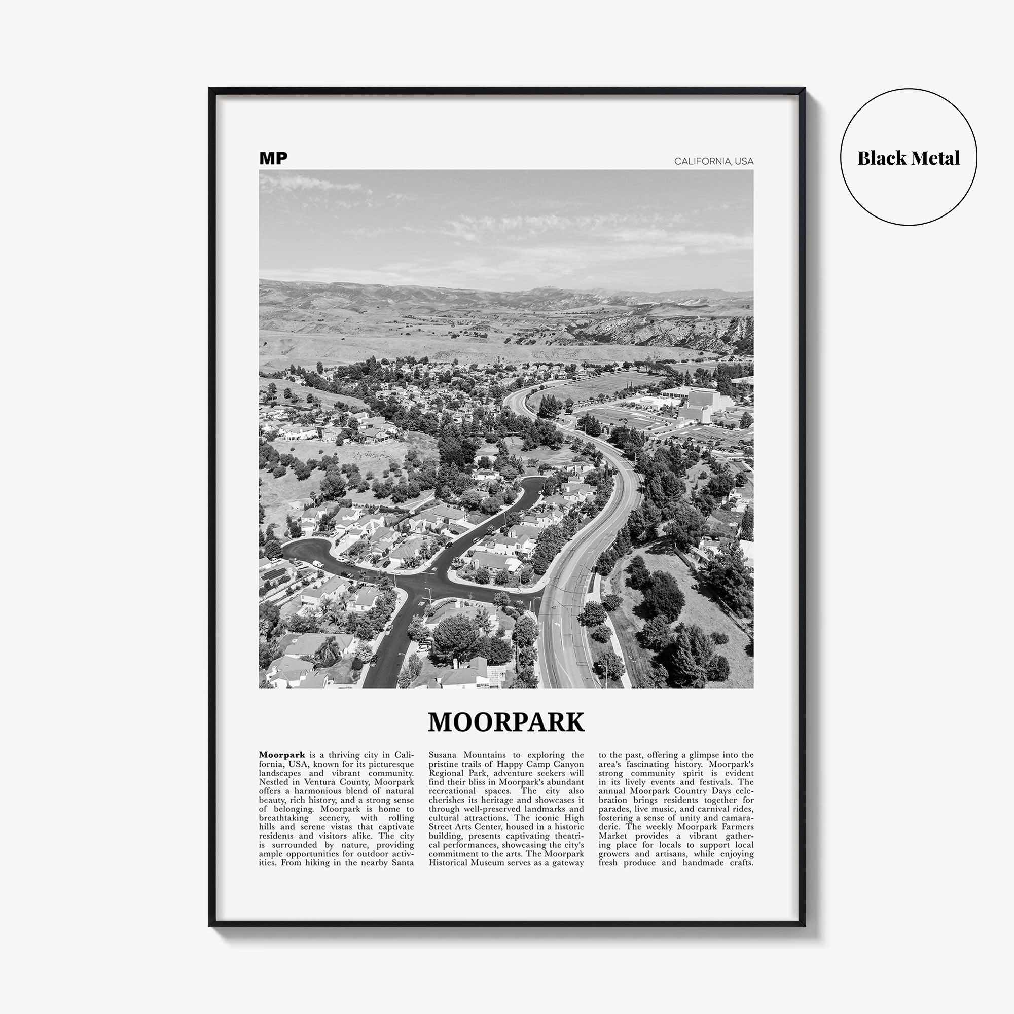 Moorpark Print Black and White, Moorpark Wall Art, Moorpark Poster, Moorpark Photo, Moorpark Wall Décor, Moorpark Map, United States