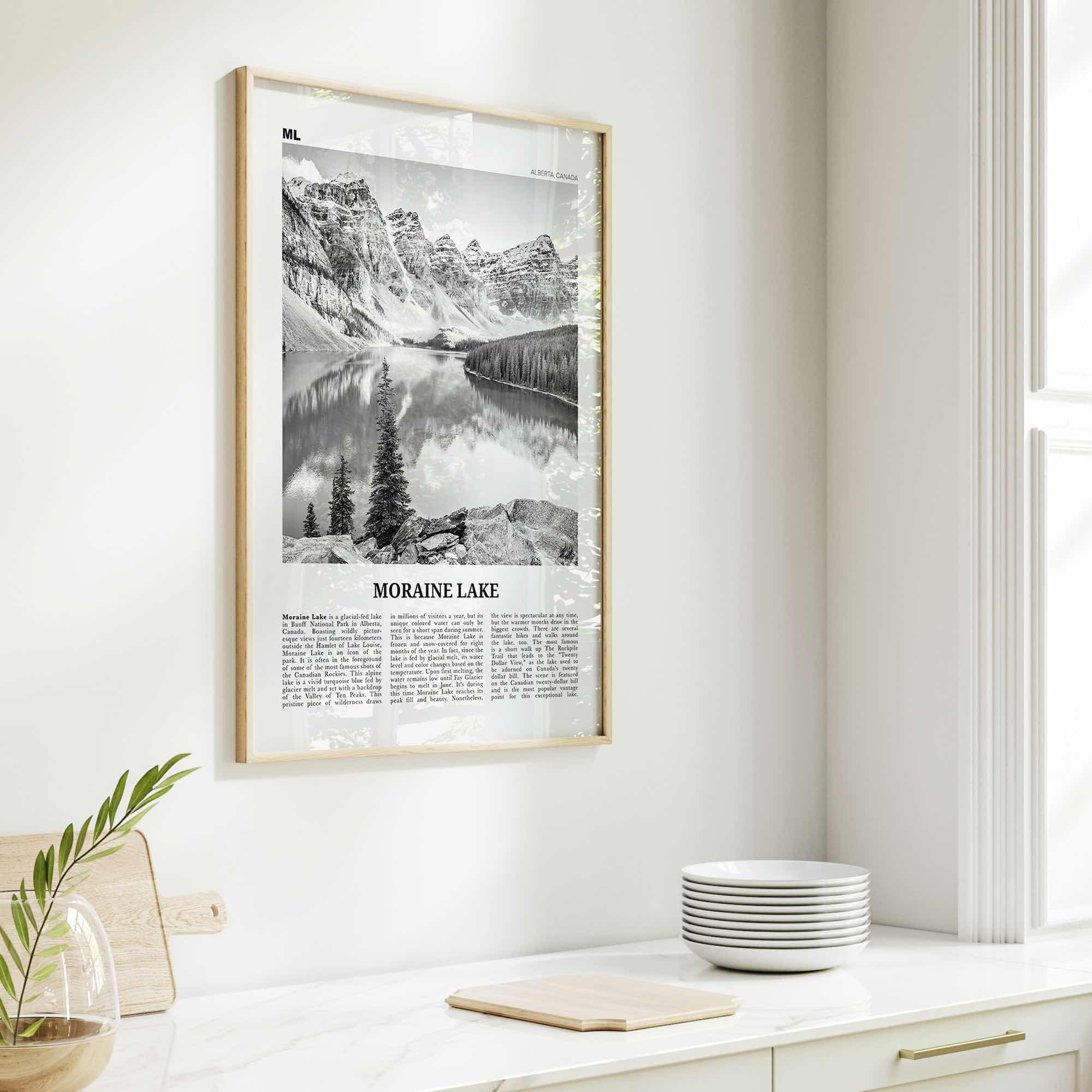 Moraine Lake Print Black and White, Moraine Lake Wall Art, Moraine Lake Poster, Moraine Lake Photo, Moraine Lake Wall Décor, Canada