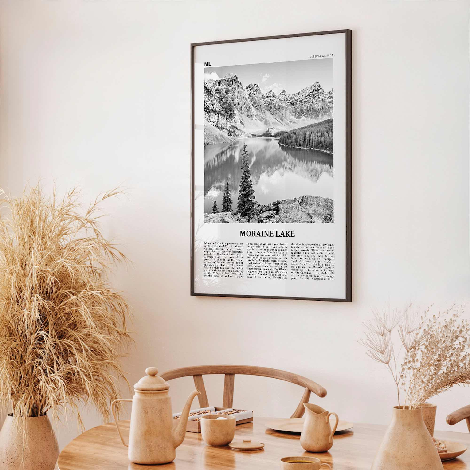 Moraine Lake Print Black and White, Moraine Lake Wall Art, Moraine Lake Poster, Moraine Lake Photo, Moraine Lake Wall Décor, Canada