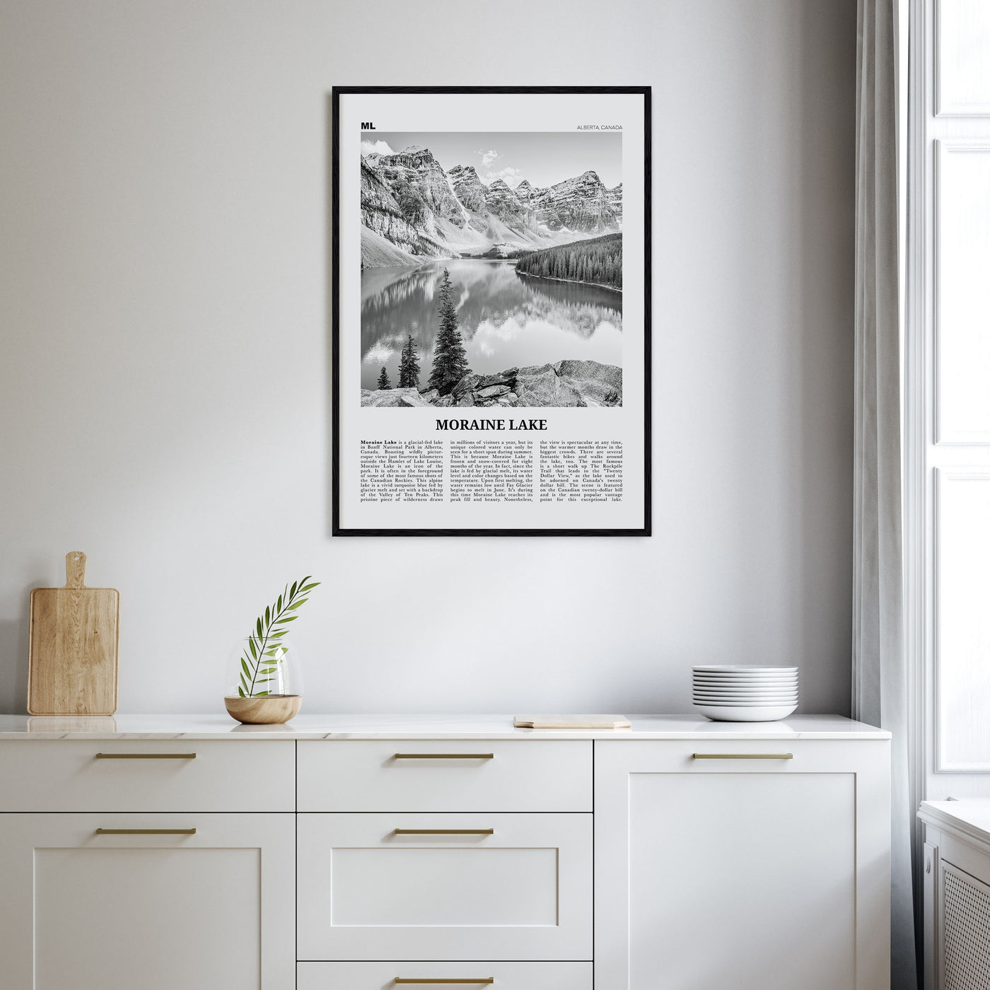 Moraine Lake Travel B&W Poster