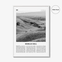 Morgan Hill Print Black and White, Morgan Hill Wall Art, Morgan Hill Poster, Morgan Hill Photo, Morgan Hill Map, California, USA