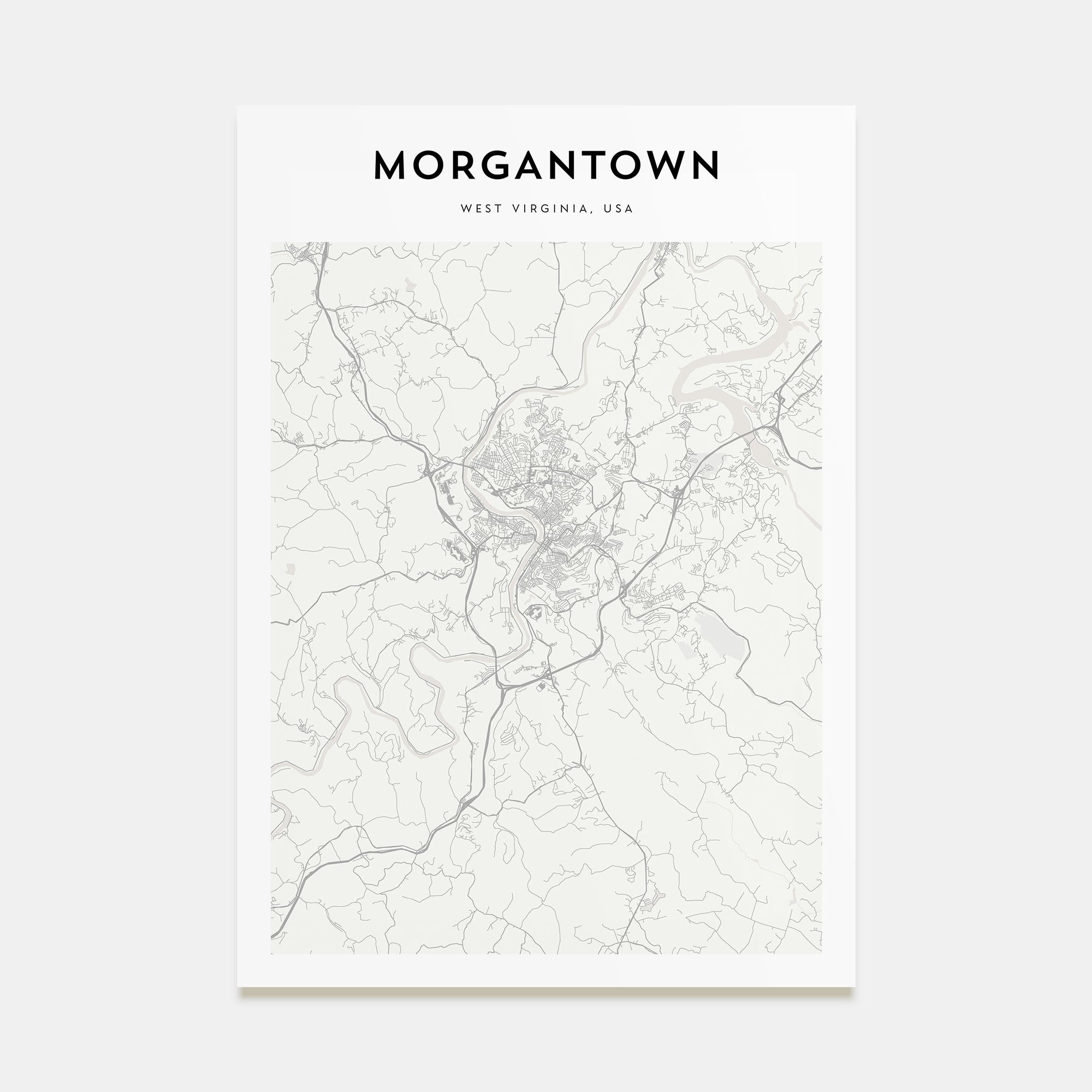 Morgantown Map Portrait Poster