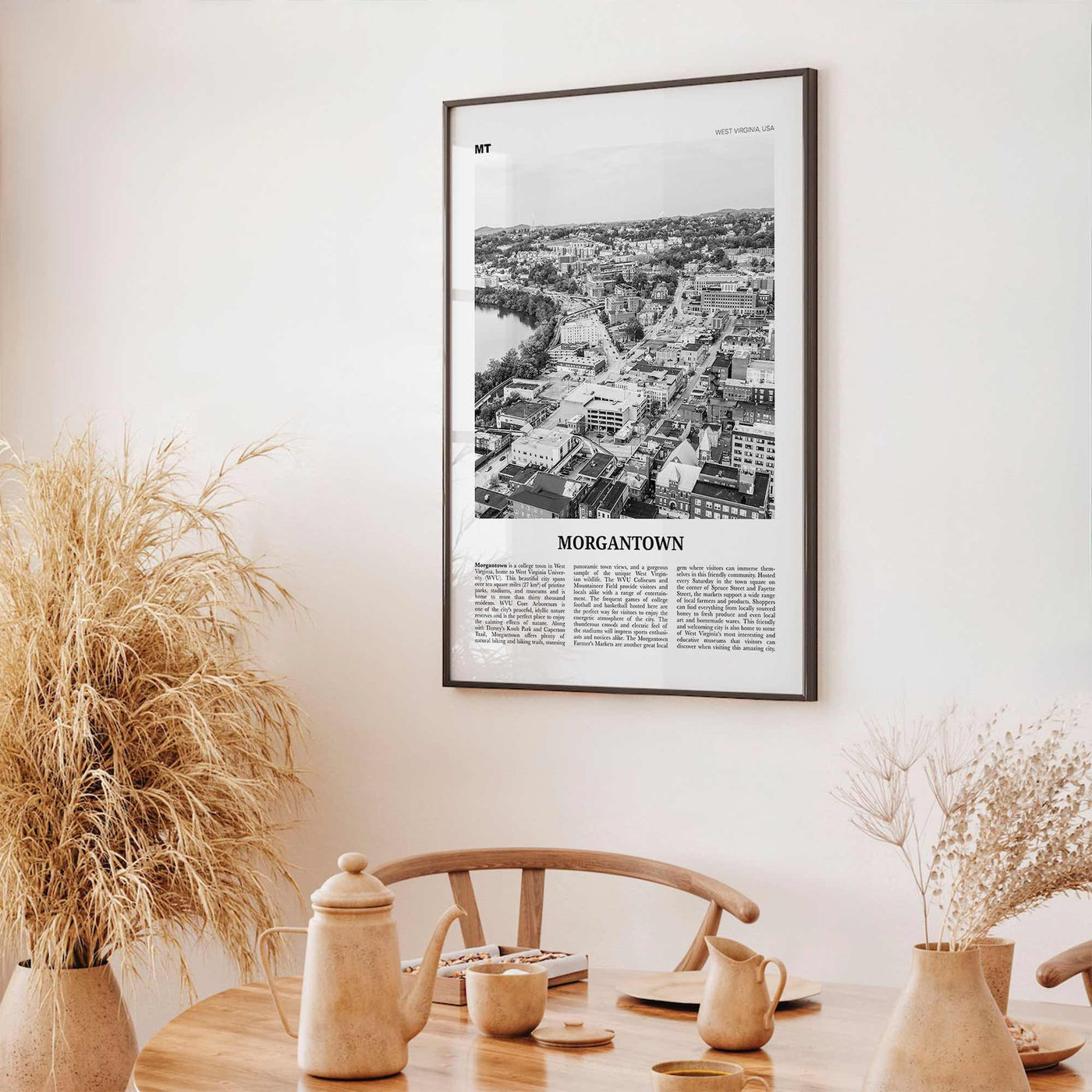 Morgantown Print Black and White, Morgantown Wall Art, Morgantown Poster, Morgantown Photo, Morgantown Map, West Virginia, USA United States