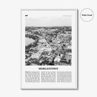 Morgantown Print Black and White, Morgantown Wall Art, Morgantown Poster, Morgantown Photo, Morgantown Map, West Virginia, USA United States