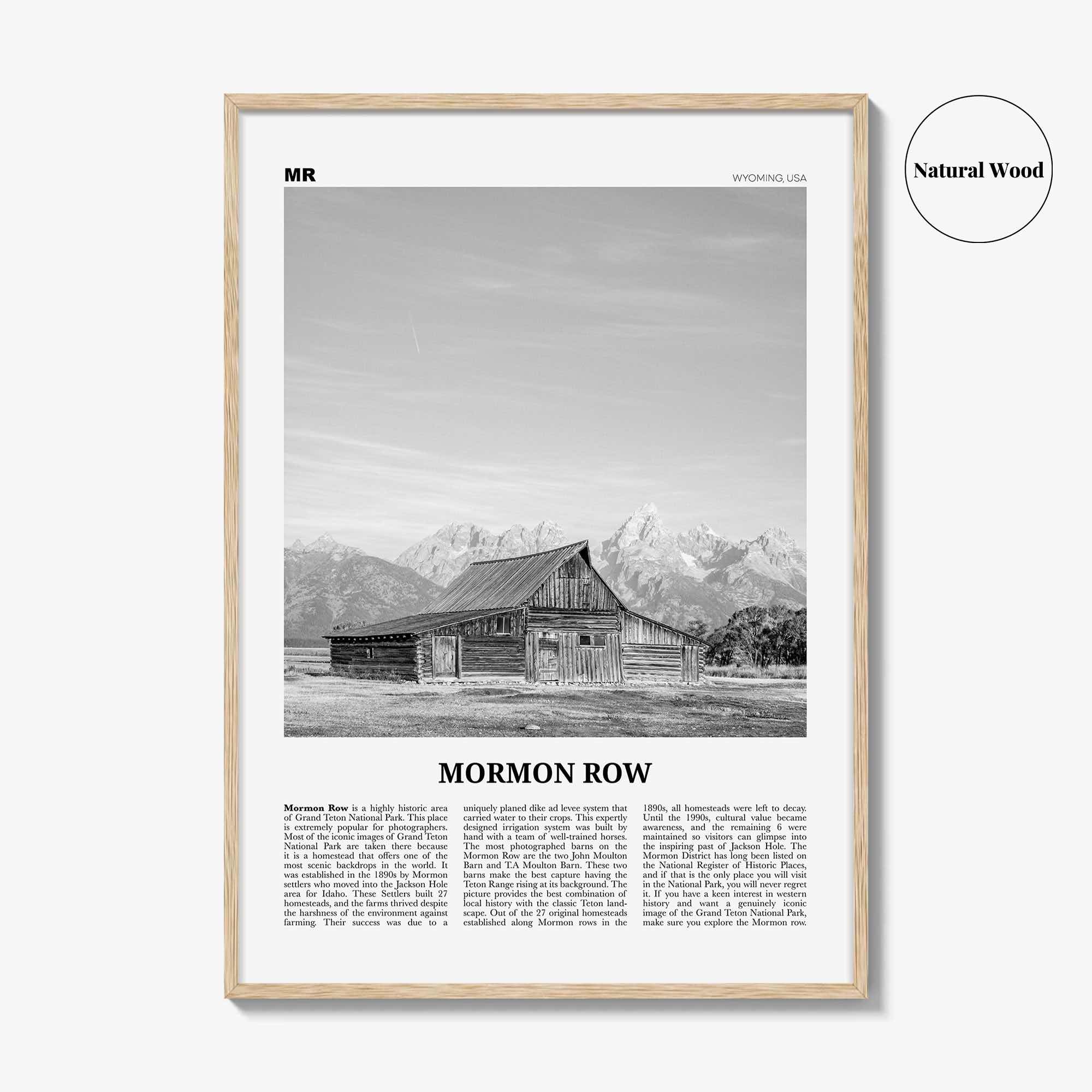 Mormon Row Print Black and White, Mormon Row Wall Art, Mormon Row Poster, Mormon Row Photo, Wyoming, USA, United States