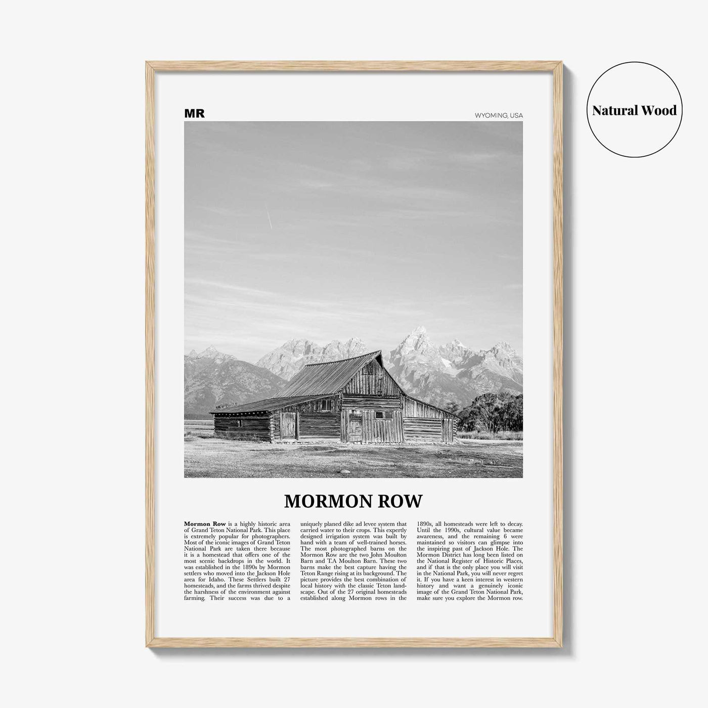 Mormon Row Print Black and White, Mormon Row Wall Art, Mormon Row Poster, Mormon Row Photo, Wyoming, USA, United States