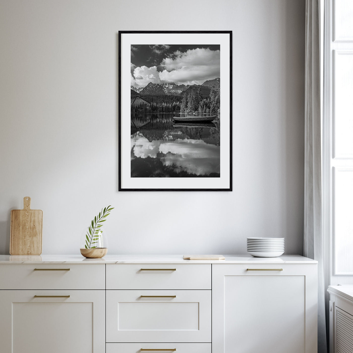 Morning Lake Landscape Photo B&W No 2 Poster