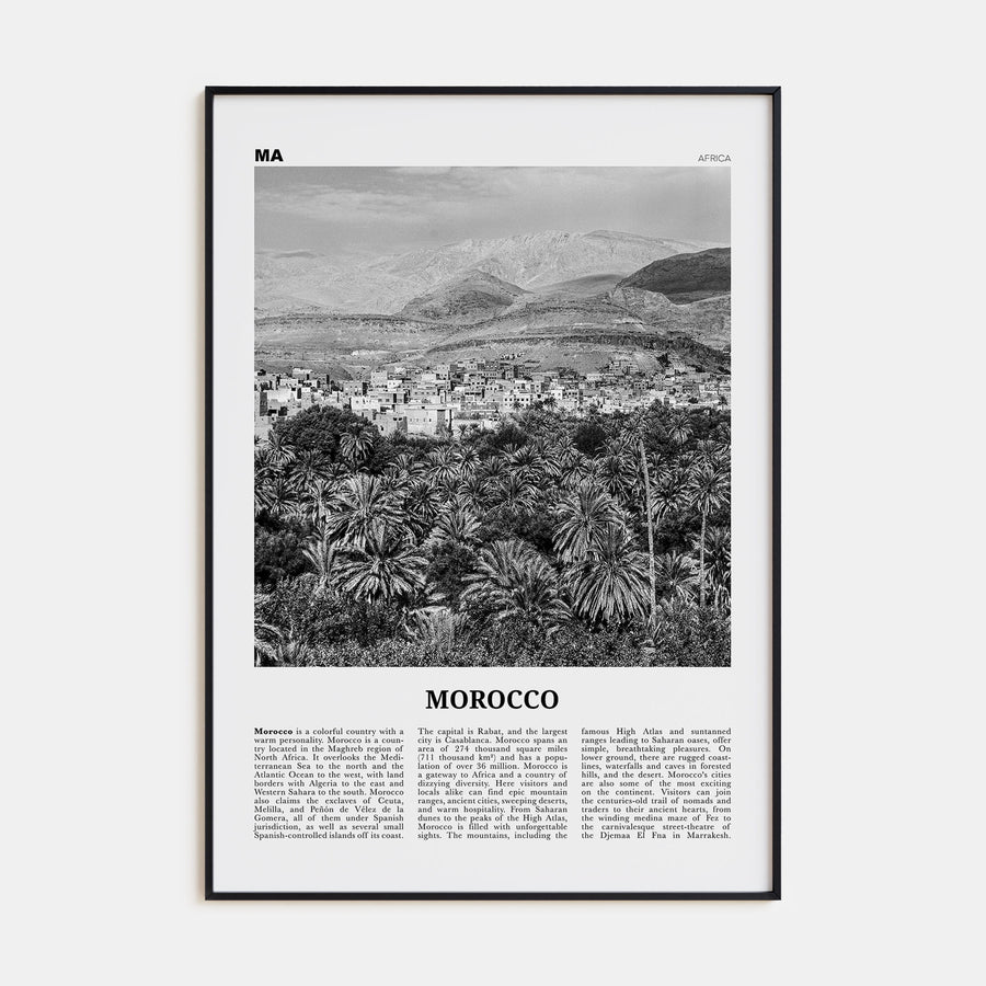 Morocco Travel B&W Poster
