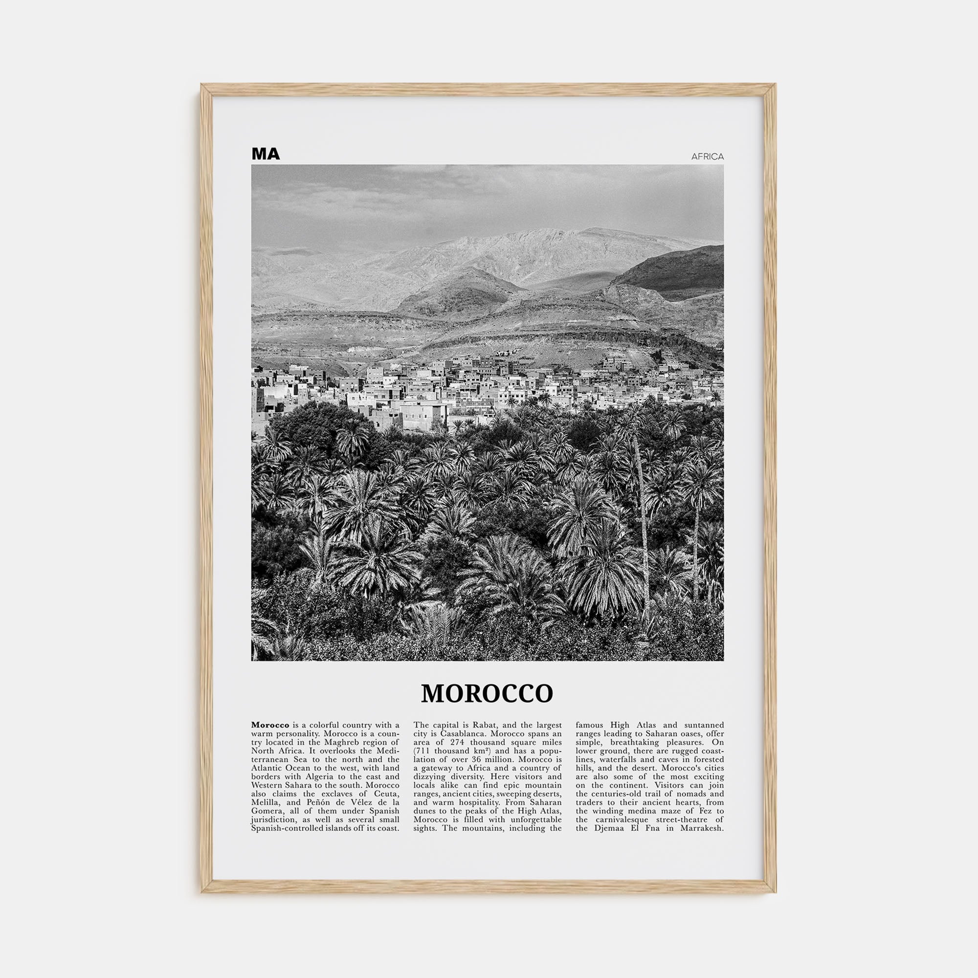Morocco Travel B&W Poster