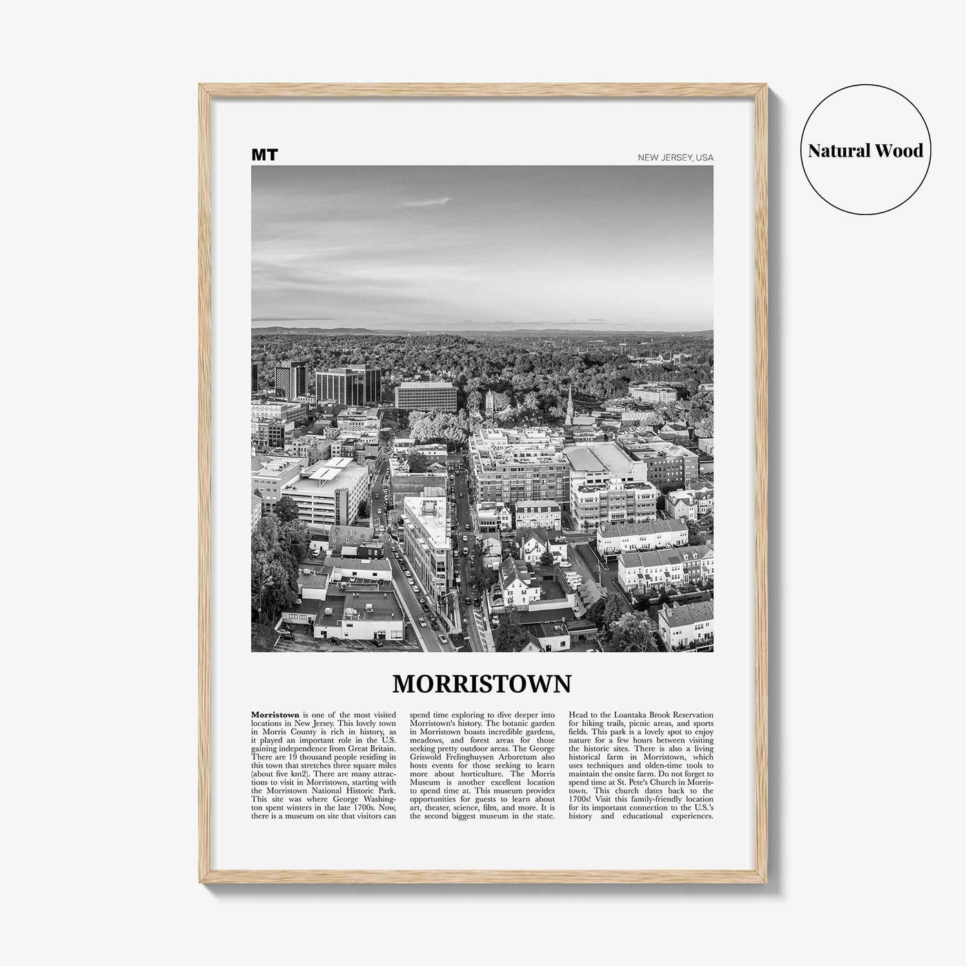 Morristown Print Black and White, Morristown Wall Art, Morristown Poster, Morristown Photo, Morristown Décor, Morristown Map, New Jersey USA