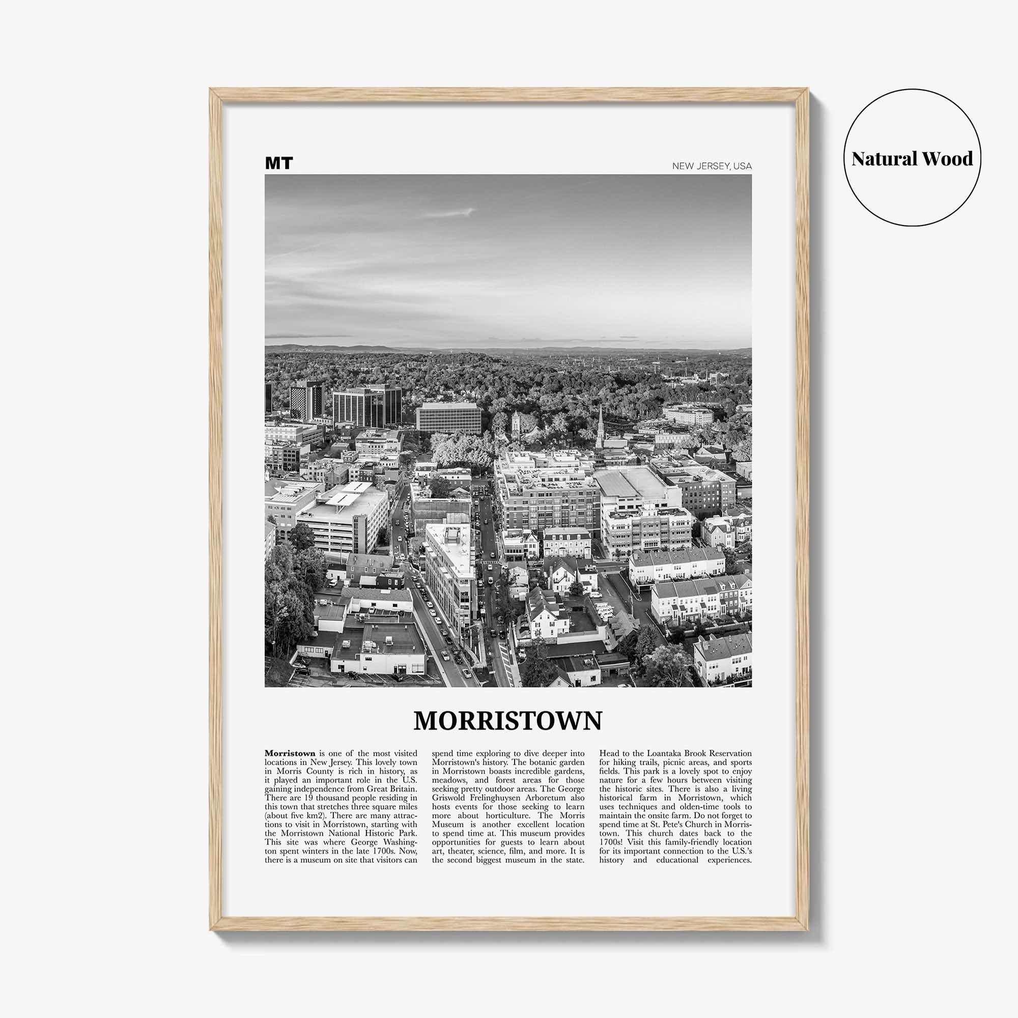 Morristown Print Black and White, Morristown Wall Art, Morristown Poster, Morristown Photo, Morristown Décor, Morristown Map, New Jersey USA