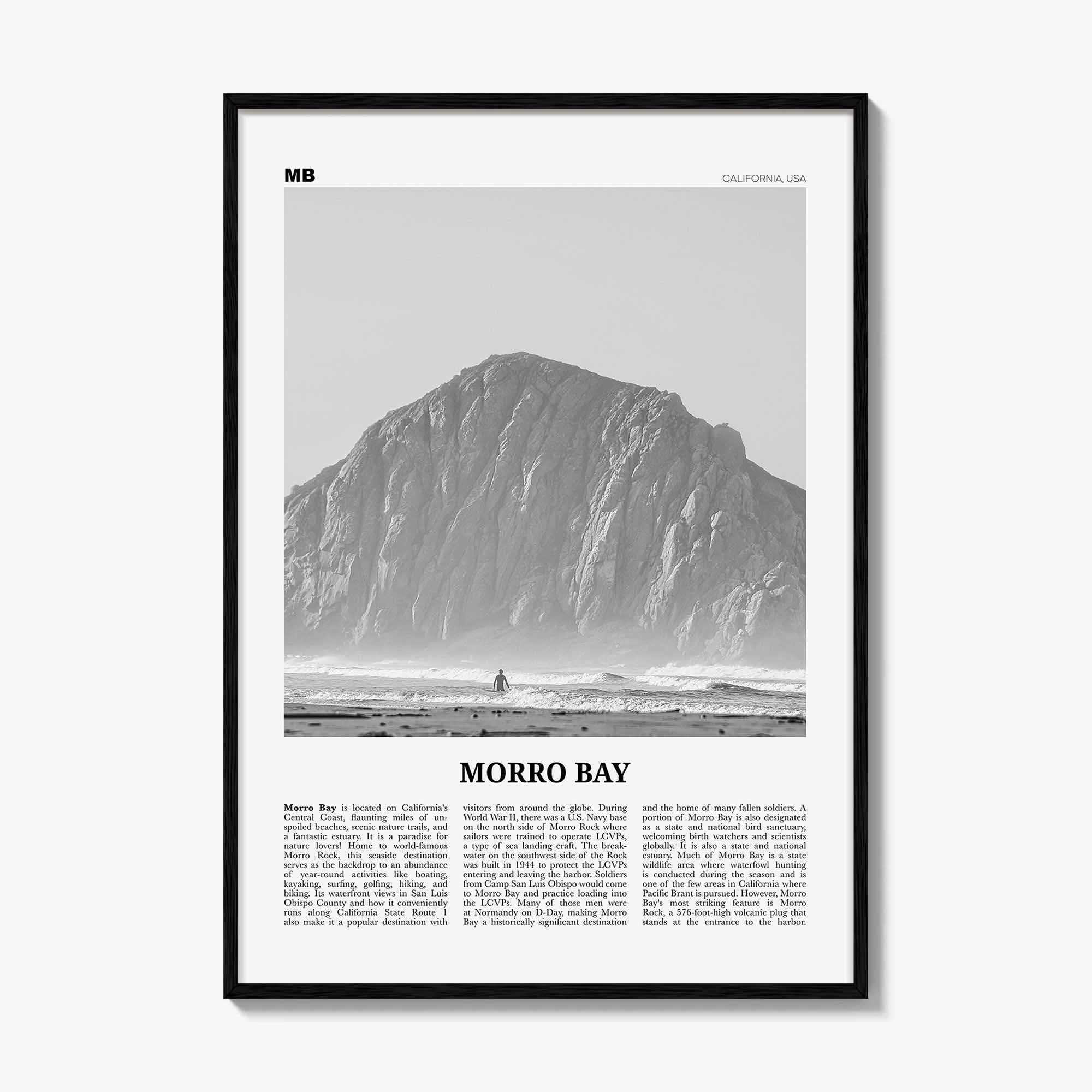 Morro Bay Print Black and White No 1, Morro Bay Wall Art, Morro Bay Poster, Morro Bay Photo, California, USA, United States, North America