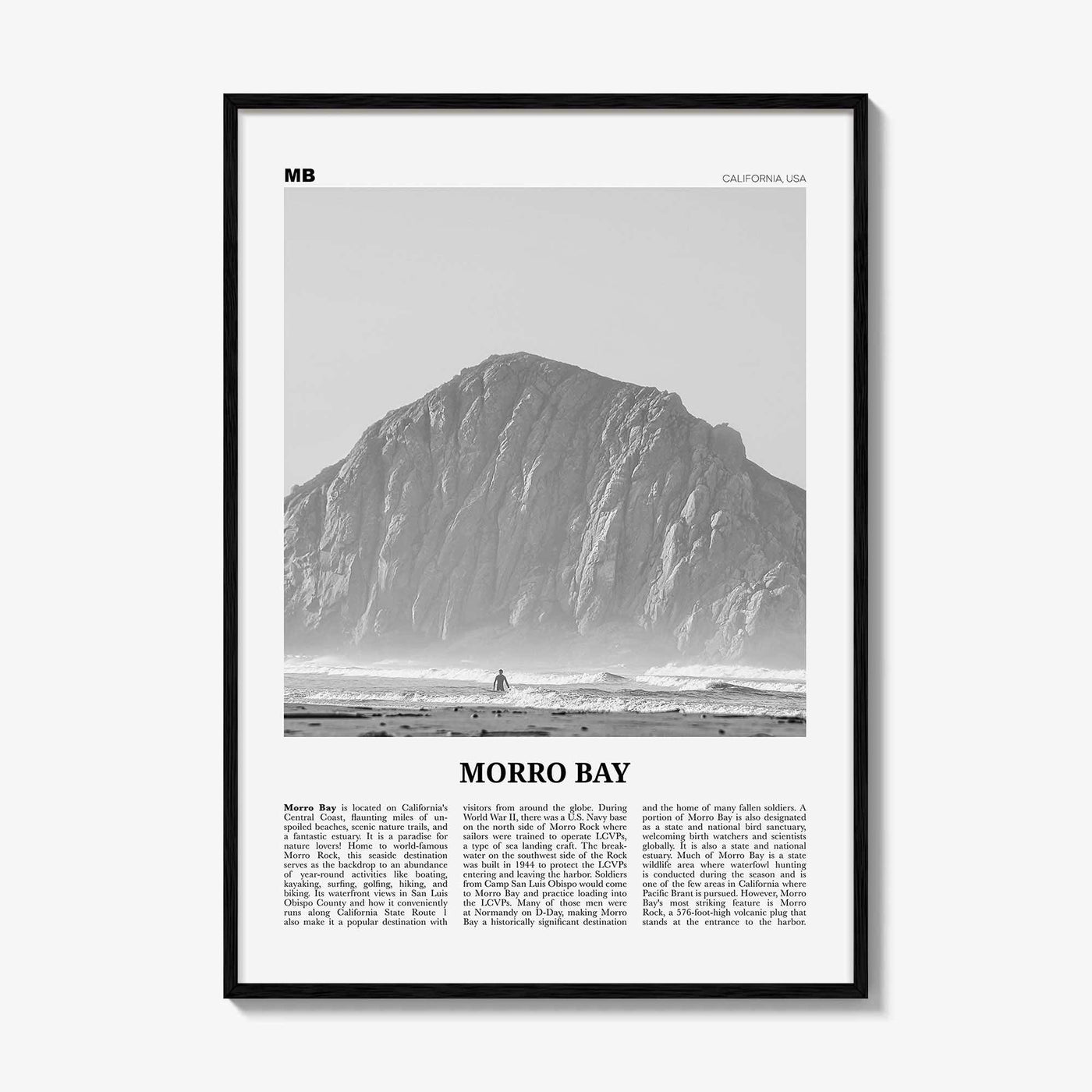 Morro Bay Print Black and White No 1, Morro Bay Wall Art, Morro Bay Poster, Morro Bay Photo, California, USA, United States, North America