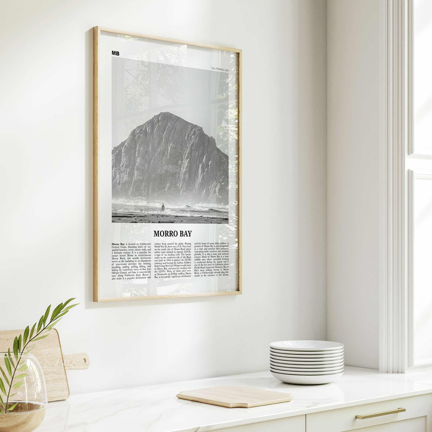 Morro Bay Print Black and White No 1, Morro Bay Wall Art, Morro Bay Poster, Morro Bay Photo, California, USA, United States, North America