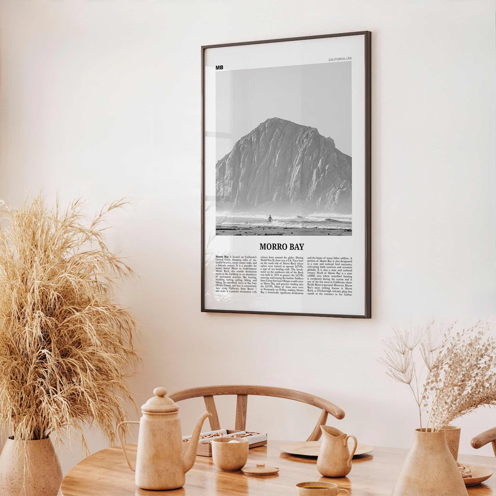 Morro Bay Print Black and White No 1, Morro Bay Wall Art, Morro Bay Poster, Morro Bay Photo, California, USA, United States, North America