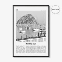 Morro Bay Print Black and White No 2, Morro Bay Wall Art, Morro Bay Poster, Morro Bay Photo, California, USA, United States, North America