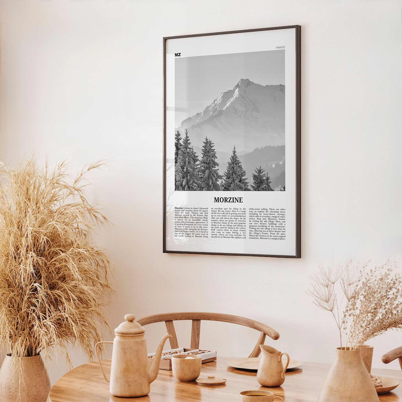 Morzine Print Black and White, Morzine Wall Art, Morzine Poster, Morzine Photo, Morzine Wall Décor, Morzine Map, France