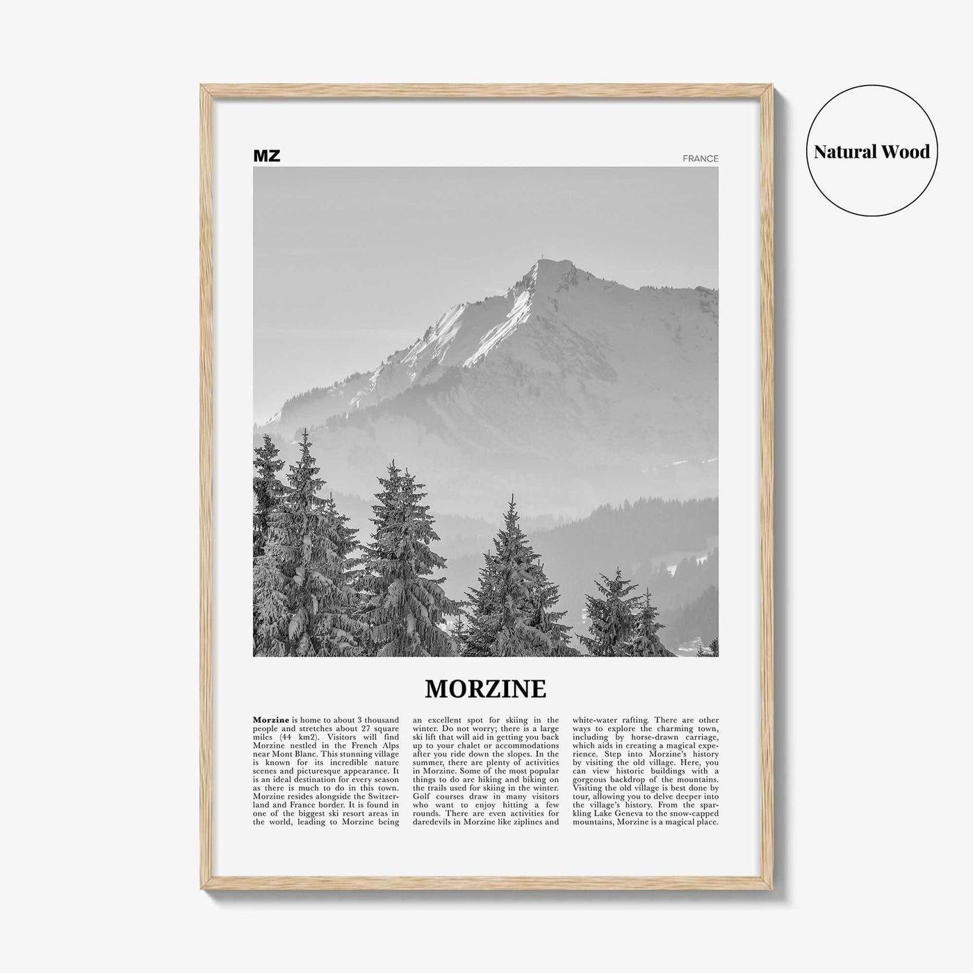 Morzine Print Black and White, Morzine Wall Art, Morzine Poster, Morzine Photo, Morzine Wall Décor, Morzine Map, France
