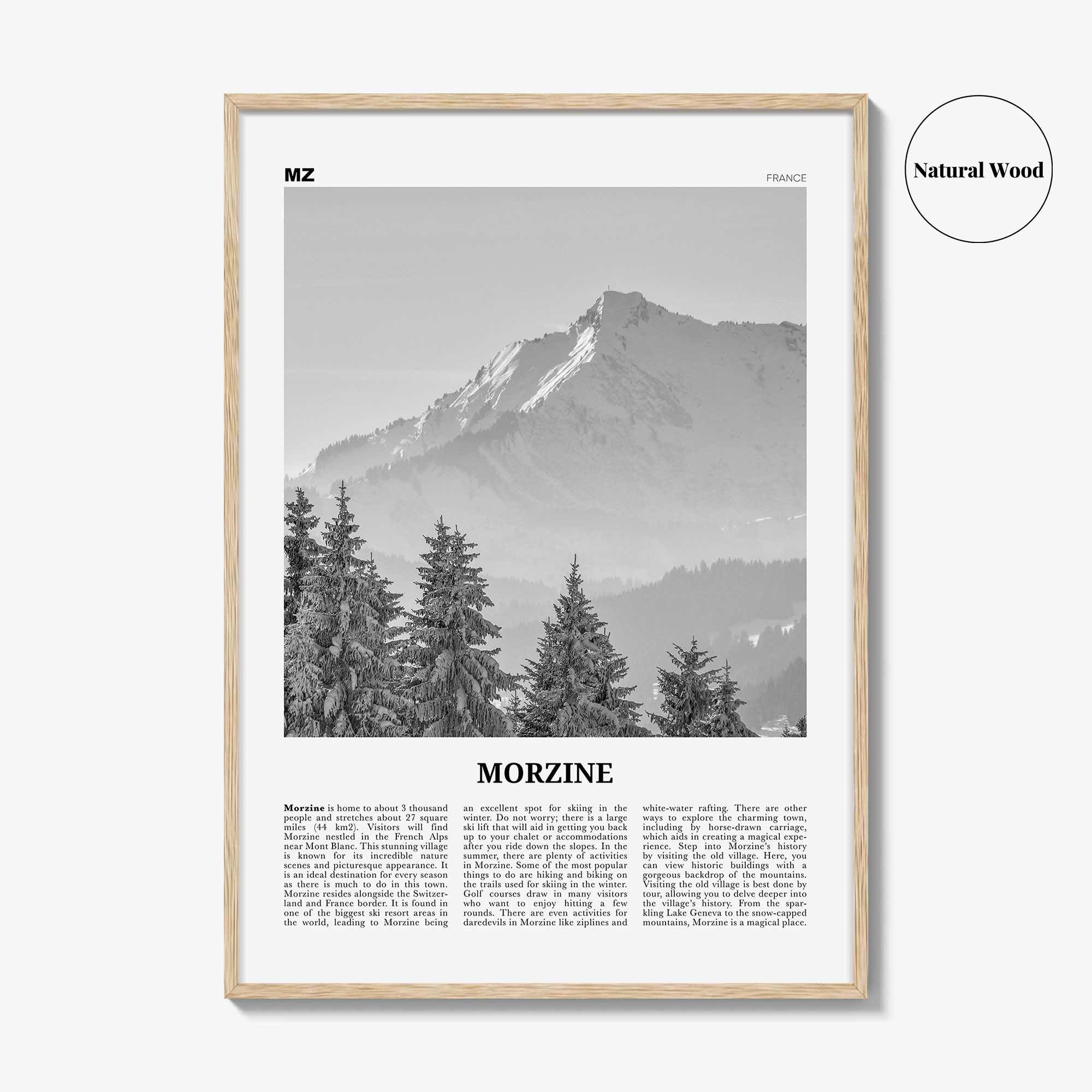 Morzine Print Black and White, Morzine Wall Art, Morzine Poster, Morzine Photo, Morzine Wall Décor, Morzine Map, France