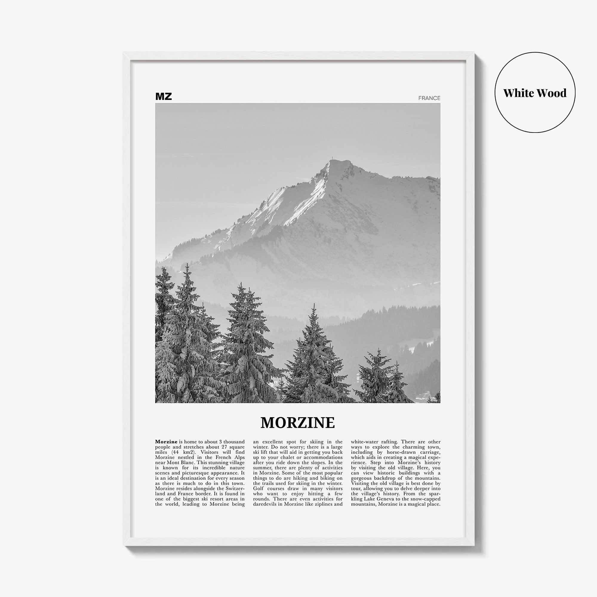 Morzine Print Black and White, Morzine Wall Art, Morzine Poster, Morzine Photo, Morzine Wall Décor, Morzine Map, France