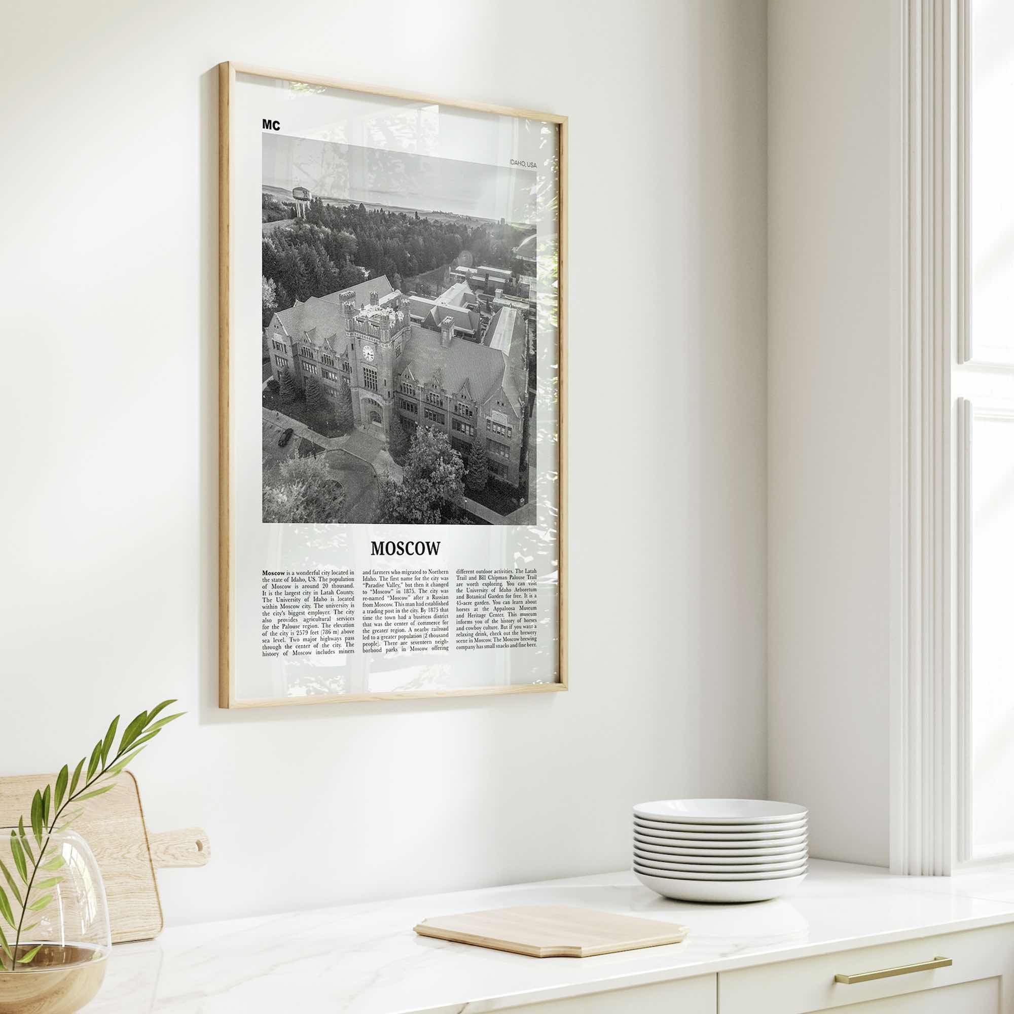 Moscow Print Black and White Idaho, Moscow Wall Art, Moscow Poster, Moscow Photo, Moscow Wall Décor, Moscow Map, USA, United States