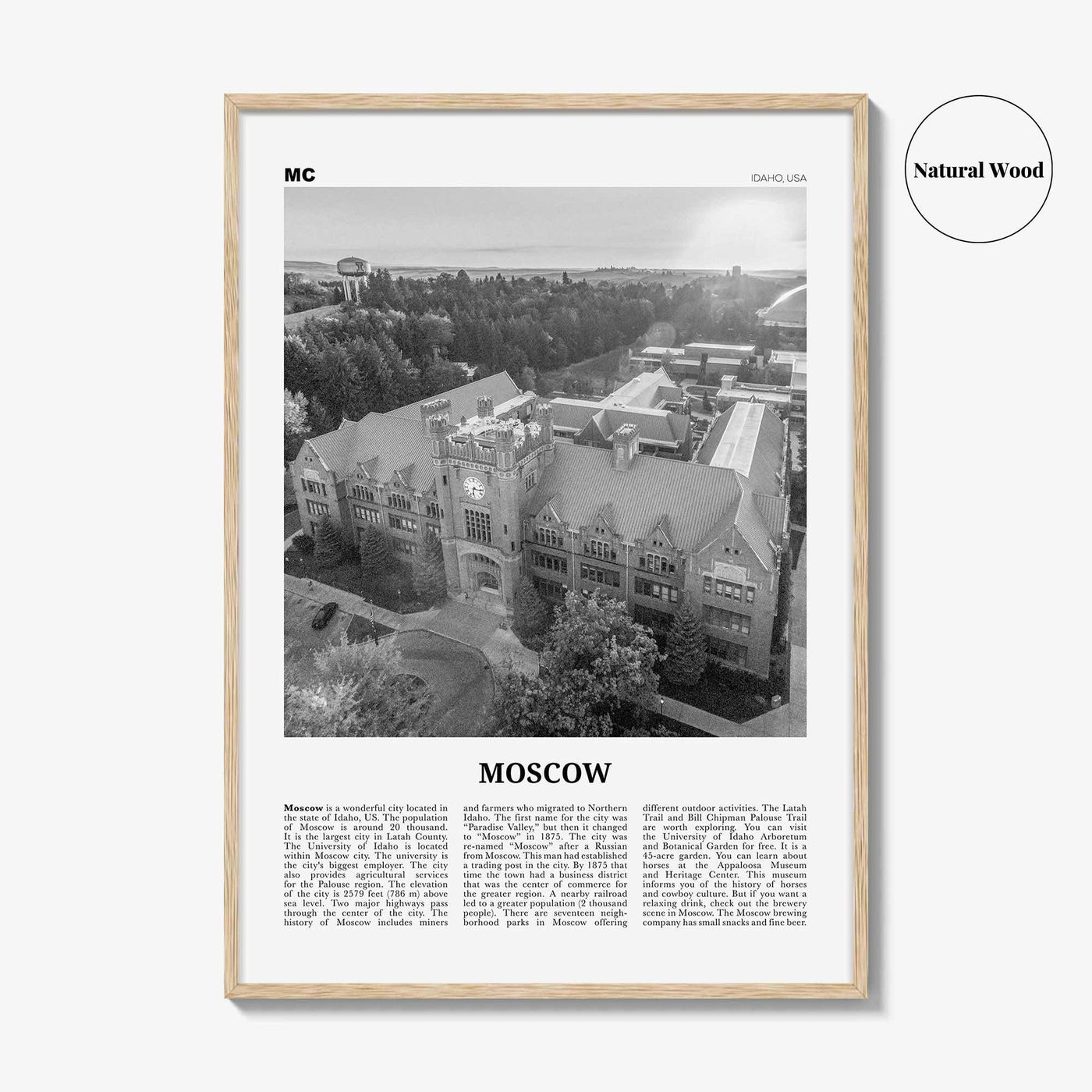 Moscow Print Black and White Idaho, Moscow Wall Art, Moscow Poster, Moscow Photo, Moscow Wall Décor, Moscow Map, USA, United States