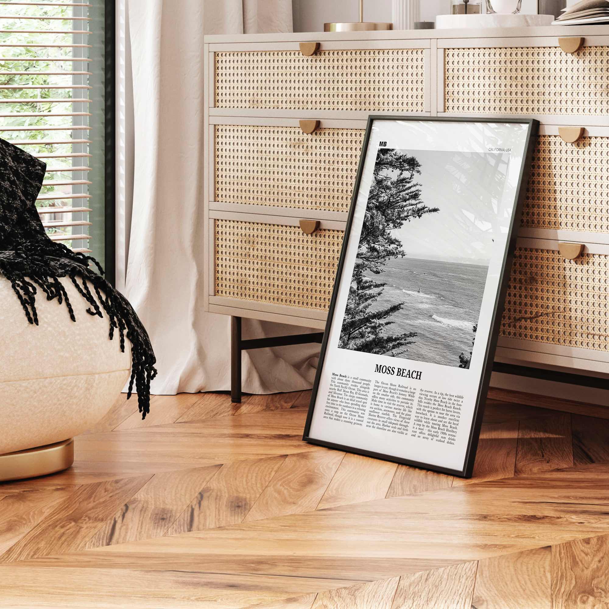 Moss Beach Print Black and White, Moss Beach Wall Art, Moss Beach Poster, Moss Beach Photo, Moss Beach Décor, Moss Beach Map, California USA