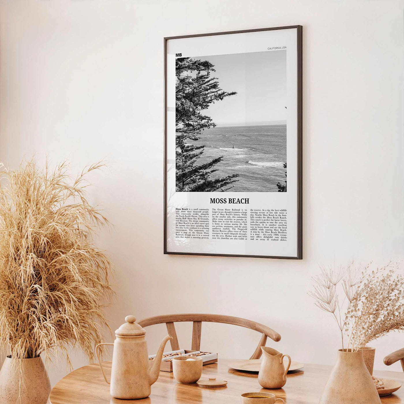 Moss Beach Print Black and White, Moss Beach Wall Art, Moss Beach Poster, Moss Beach Photo, Moss Beach Décor, Moss Beach Map, California USA