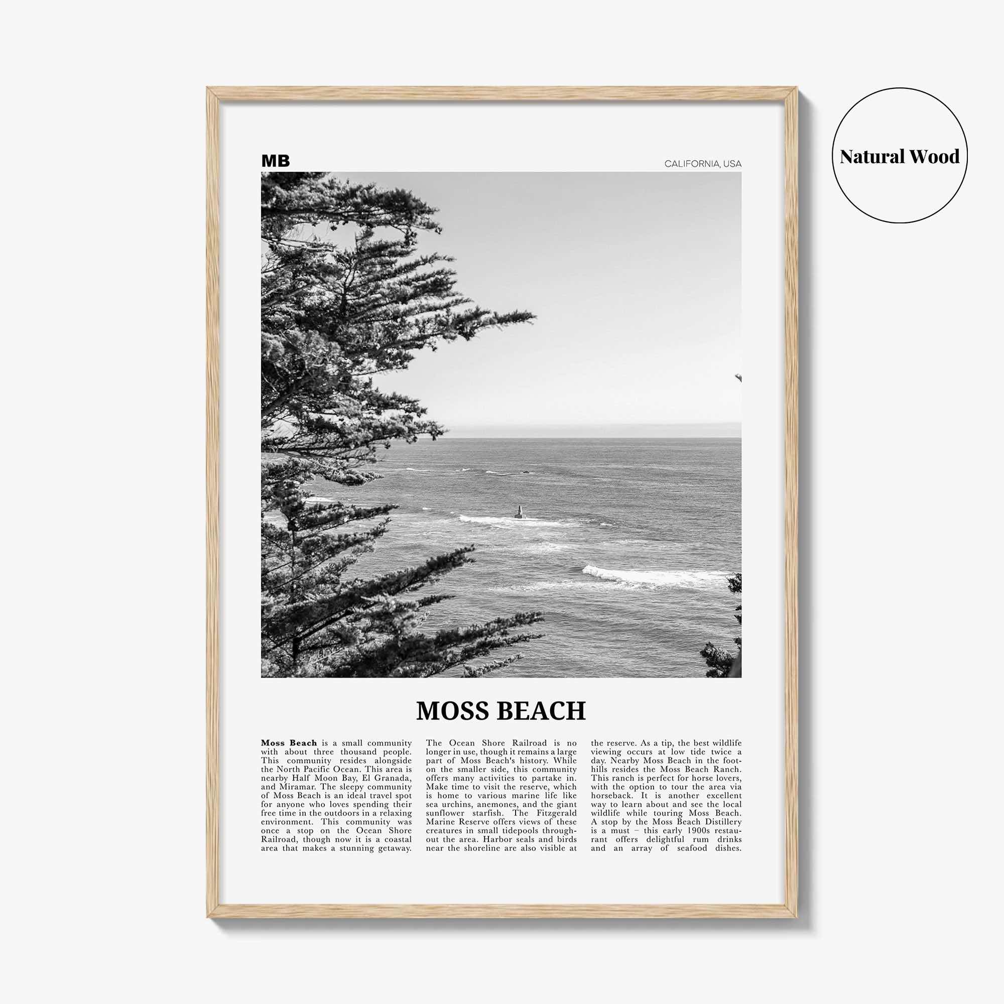 Moss Beach Print Black and White, Moss Beach Wall Art, Moss Beach Poster, Moss Beach Photo, Moss Beach Décor, Moss Beach Map, California USA
