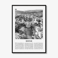 Mostar Print Black and White, Mostar Wall Art, Mostar Poster, Mostar Photo, Mostar Wall Décor, Mostar Map, Bosnia and Herzegovina