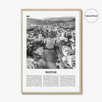 Mostar Print Black and White, Mostar Wall Art, Mostar Poster, Mostar Photo, Mostar Wall Décor, Mostar Map, Bosnia and Herzegovina