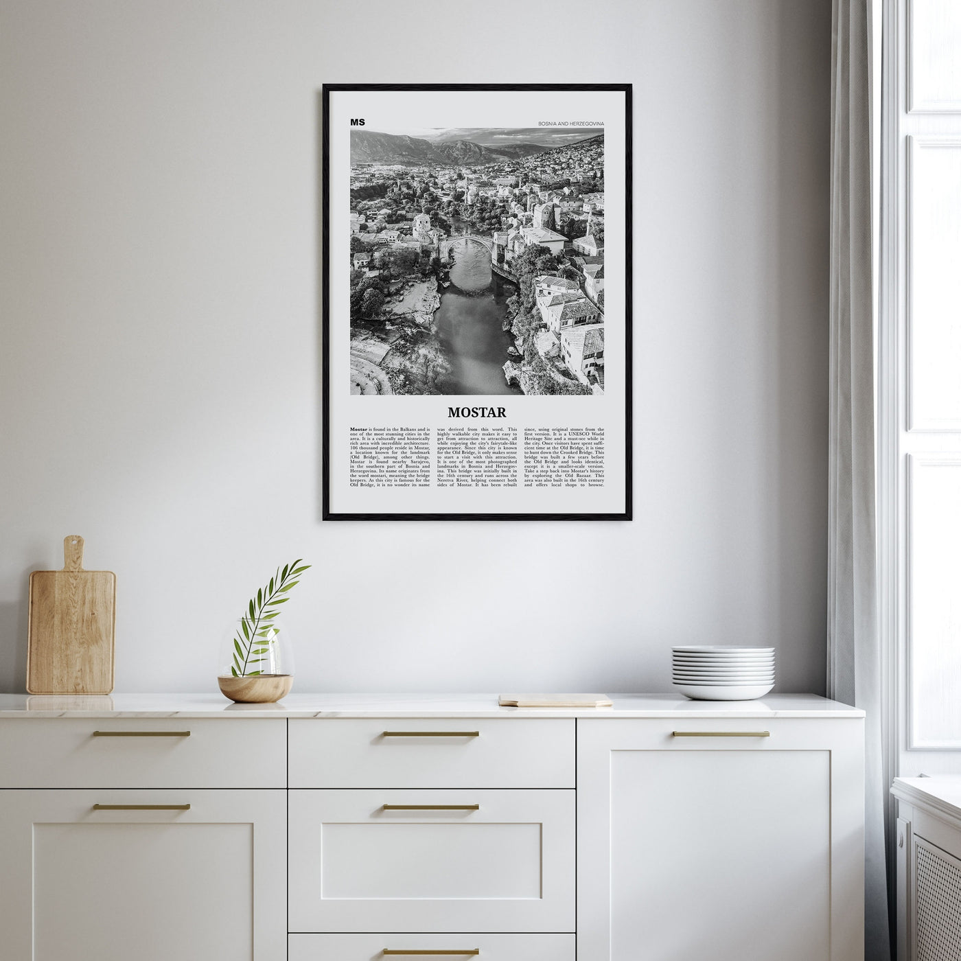 Mostar Travel B&W Poster