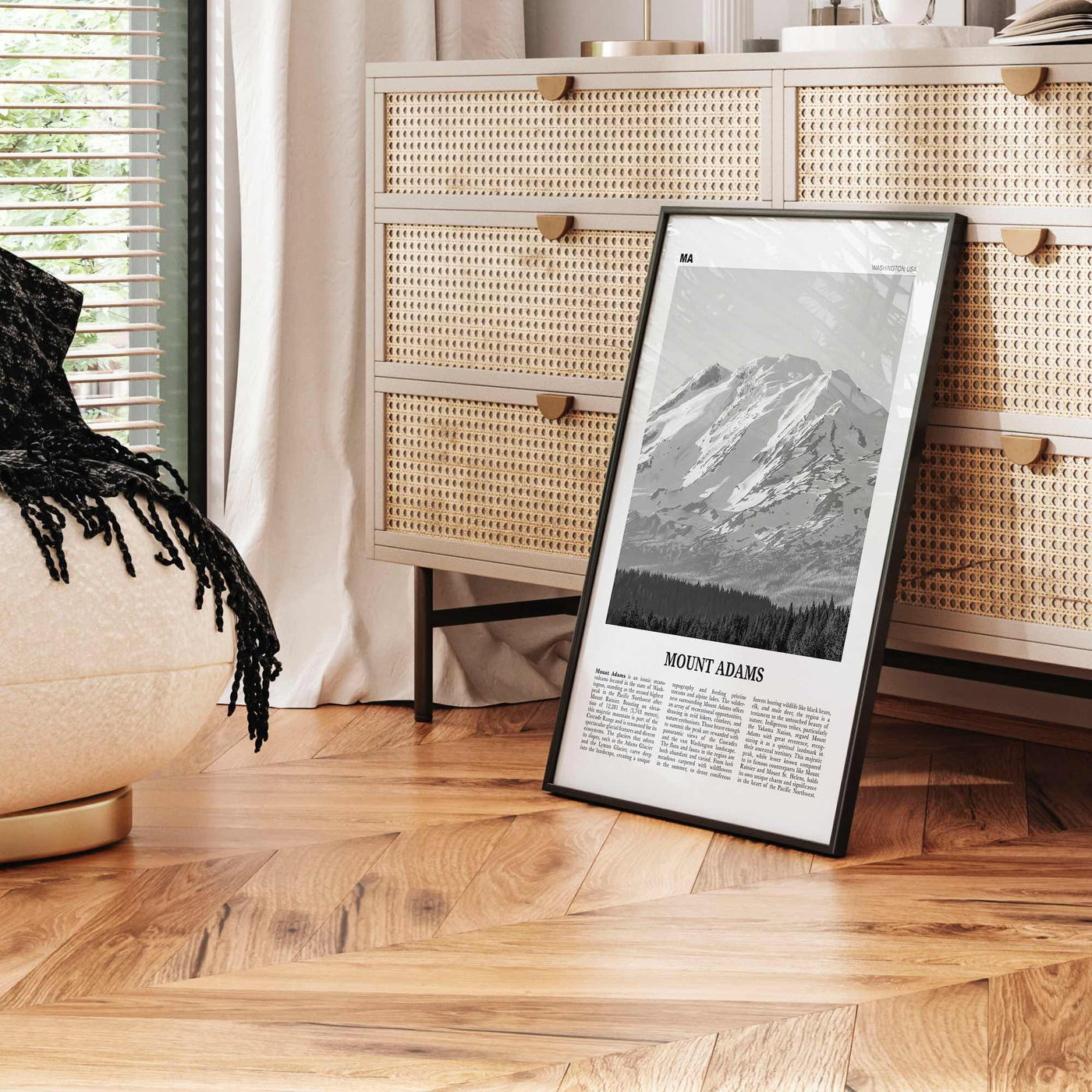 Mount Adams Print Black and White, Mount Adams Wall Art, Mount Adams Poster, Mount Adams Photo, Mount Adams Wall Décor