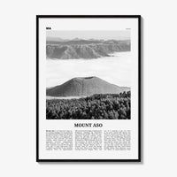 Mount Aso Print Black and White, Mount Aso Wall Art, Mount Aso Poster, Mount Aso Photo, Mount Aso Wall Décor, Mount Aso Map, Japan