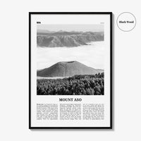 Mount Aso Print Black and White, Mount Aso Wall Art, Mount Aso Poster, Mount Aso Photo, Mount Aso Wall Décor, Mount Aso Map, Japan