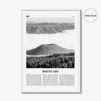 Mount Aso Print Black and White, Mount Aso Wall Art, Mount Aso Poster, Mount Aso Photo, Mount Aso Wall Décor, Mount Aso Map, Japan