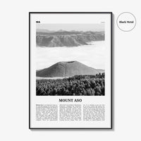 Mount Aso Print Black and White, Mount Aso Wall Art, Mount Aso Poster, Mount Aso Photo, Mount Aso Wall Décor, Mount Aso Map, Japan