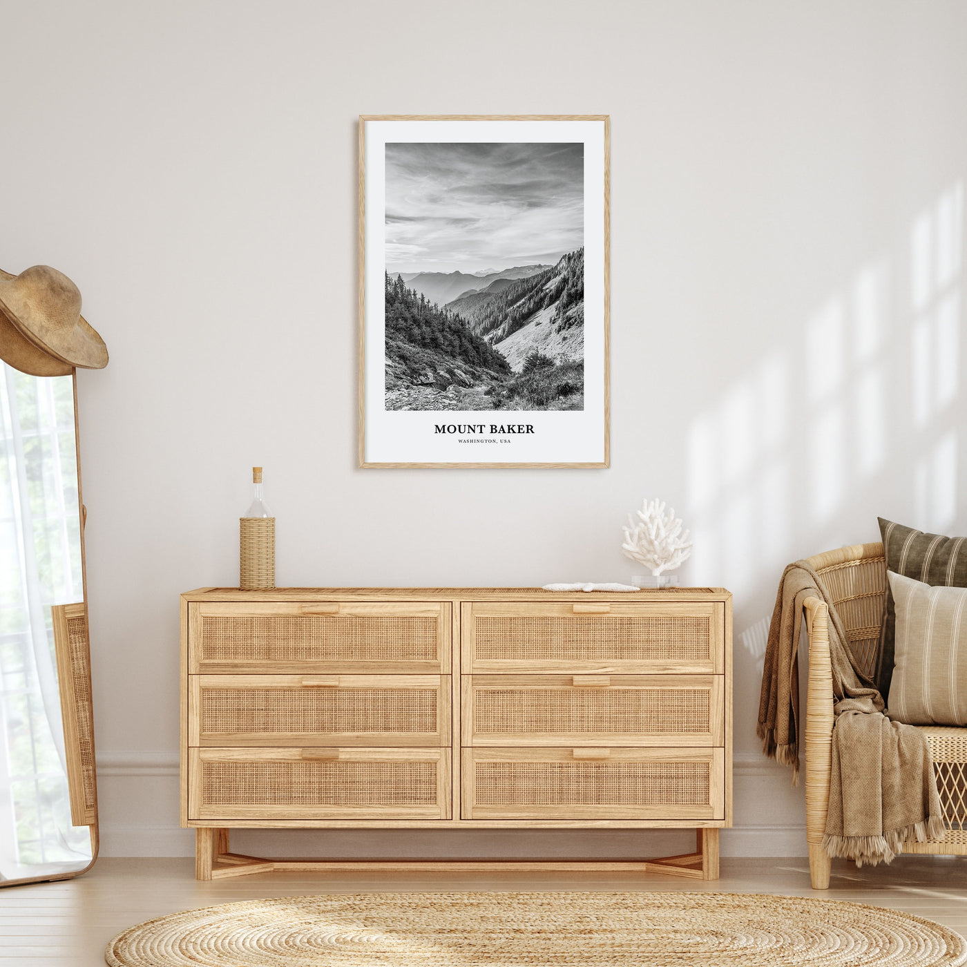 Mount Baker Portrait B&W Poster