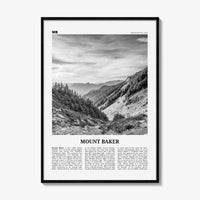Mount Baker Print Black and White, Mount Baker Wall Art, Mount Baker Poster, Mount Baker Photo, Mount Baker Map, Mount Baker Wall Decor, USA