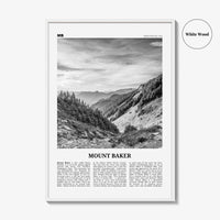 Mount Baker Print Black and White, Mount Baker Wall Art, Mount Baker Poster, Mount Baker Photo, Mount Baker Map, Mount Baker Wall Decor, USA
