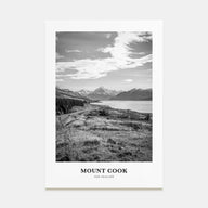 Mount Cook Portrait B&W Poster