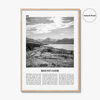 Mount Cook Print Black and White, Mount Cook Wall Art, Mount Cook Poster, Mount Cook Photo, Aoraki, New Zealand