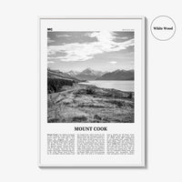 Mount Cook Print Black and White, Mount Cook Wall Art, Mount Cook Poster, Mount Cook Photo, Aoraki, New Zealand