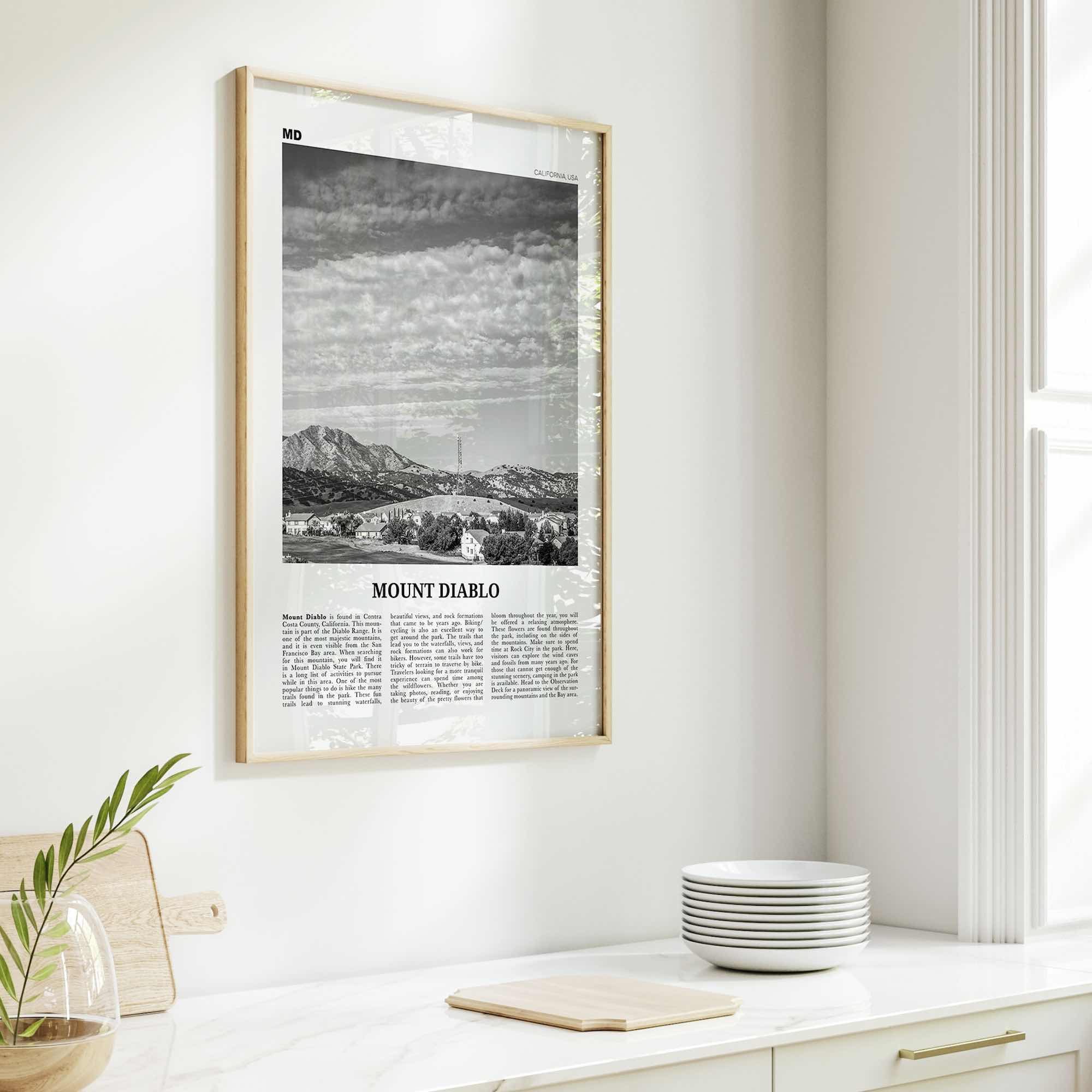 Mount Diablo Print Black and White, Mount Diablo Wall Art, Mount Diablo Poster, Mount Diablo Photo, Mount Diablo Décor, California, USA