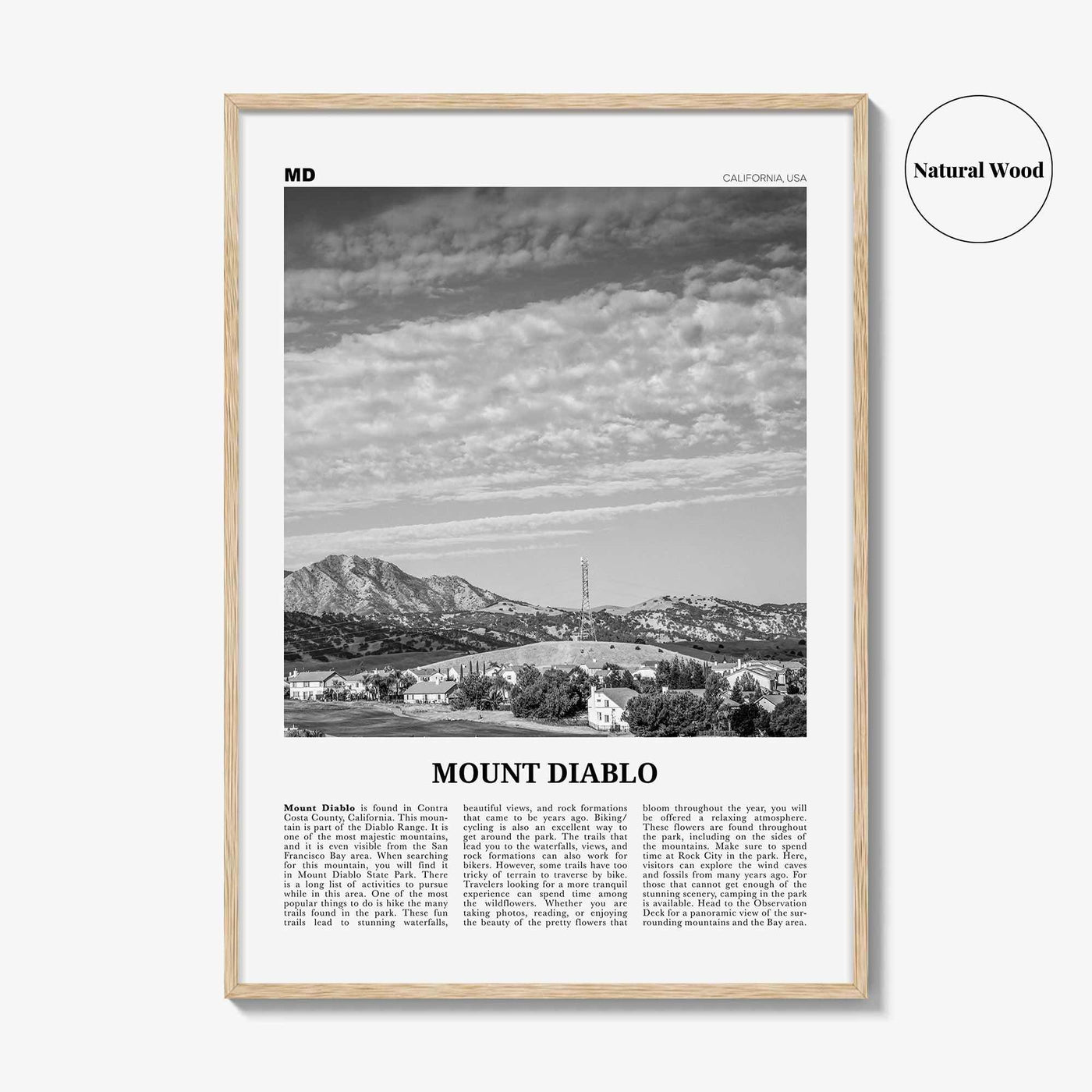 Mount Diablo Print Black and White, Mount Diablo Wall Art, Mount Diablo Poster, Mount Diablo Photo, Mount Diablo Décor, California, USA