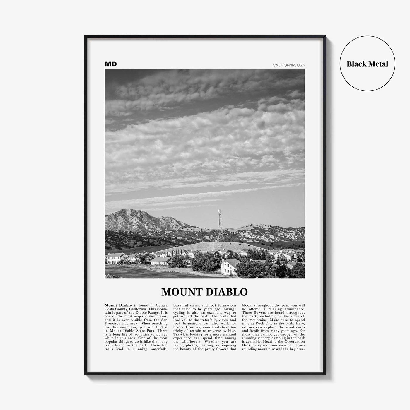 Mount Diablo Print Black and White, Mount Diablo Wall Art, Mount Diablo Poster, Mount Diablo Photo, Mount Diablo Décor, California, USA